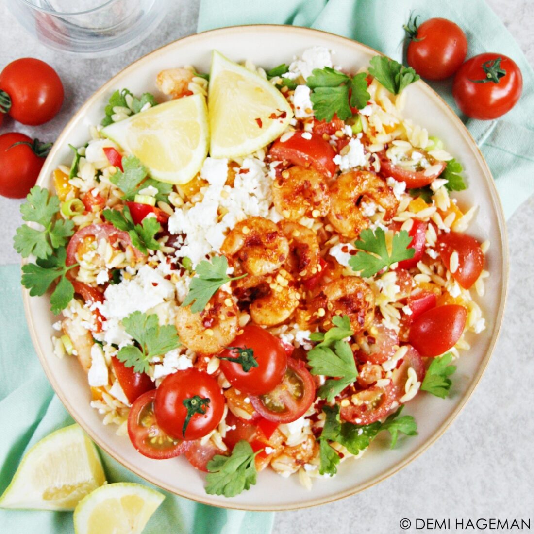 orzosalade met garnalen